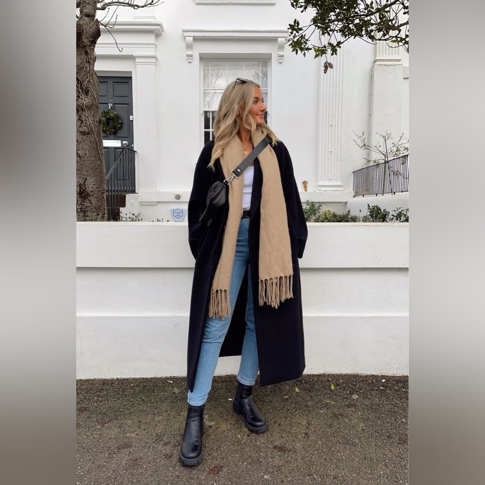 NWT Zara Black Wool Blend Trench Overcoat Limited Edition COAT